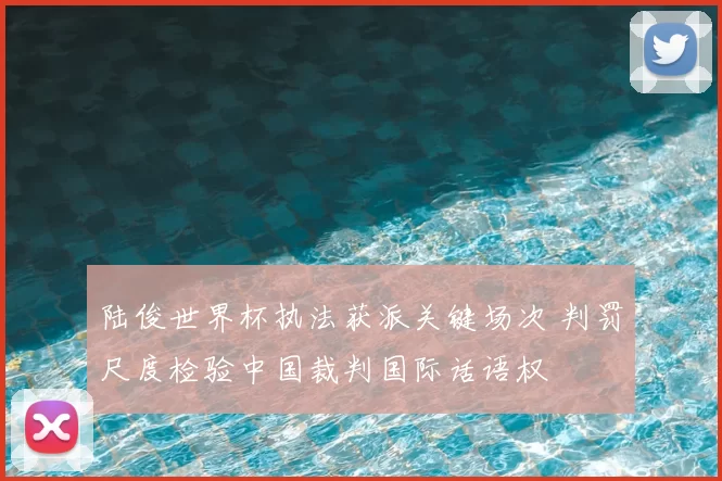 陆俊世界杯执法获派关键场次 判罚尺度检验中国裁判国际话语权